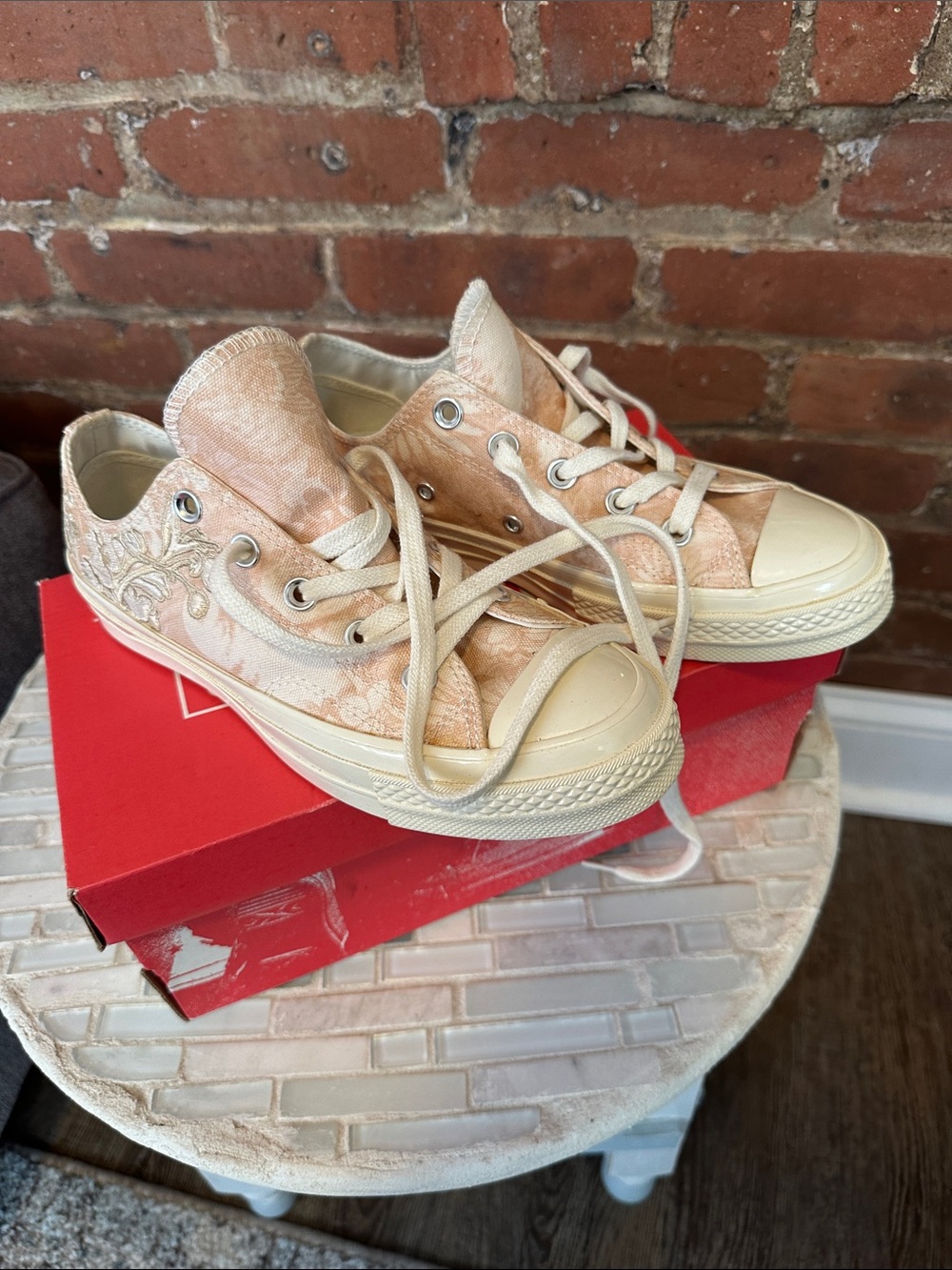 Women's Low-Top Lace-Up Sneakers in Blush